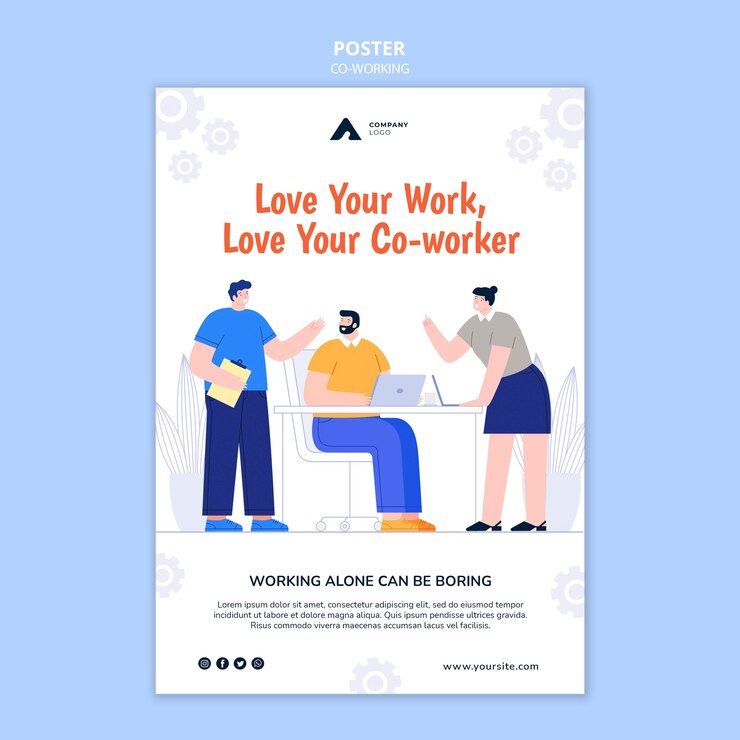 PSD modello di poster del concetto di lavoro insieme together