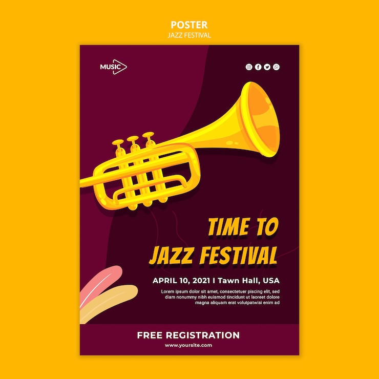 PSD modello di poster del festival jazz