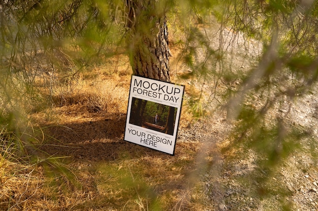 Modello di poster del giorno della foresta con la natura.