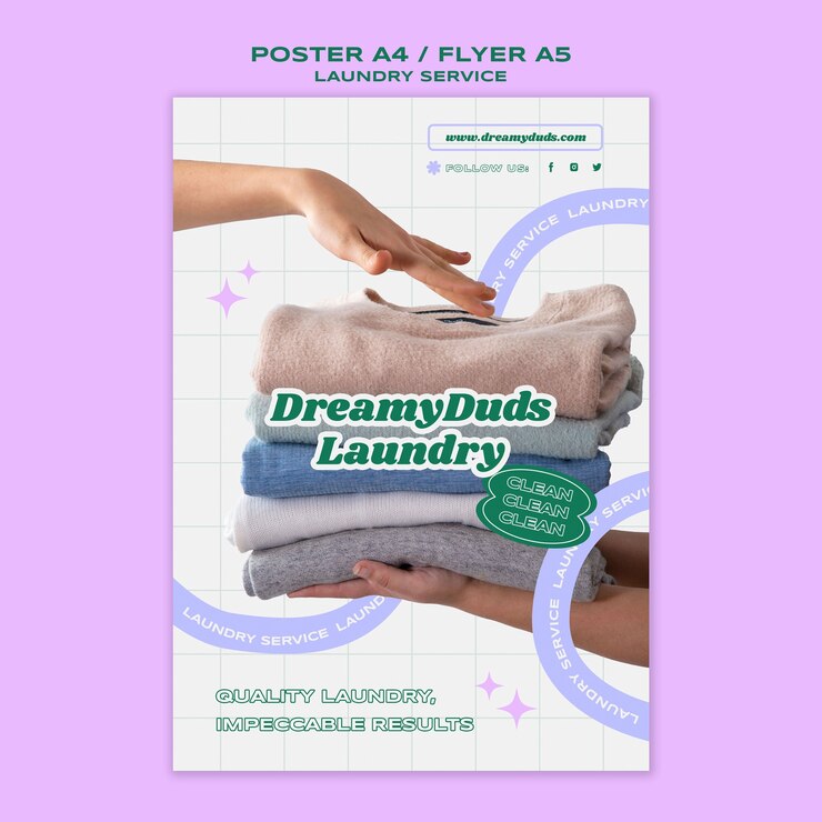 PSD modello di poster del servizio di lavanderia
