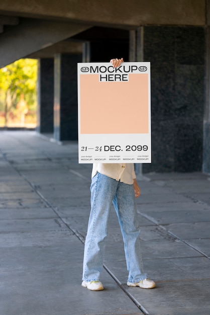 Modello di poster della persona in possesso