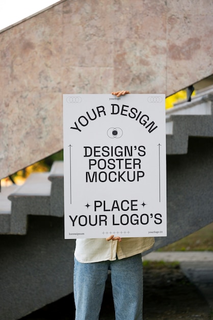 Modello di poster della persona in possesso