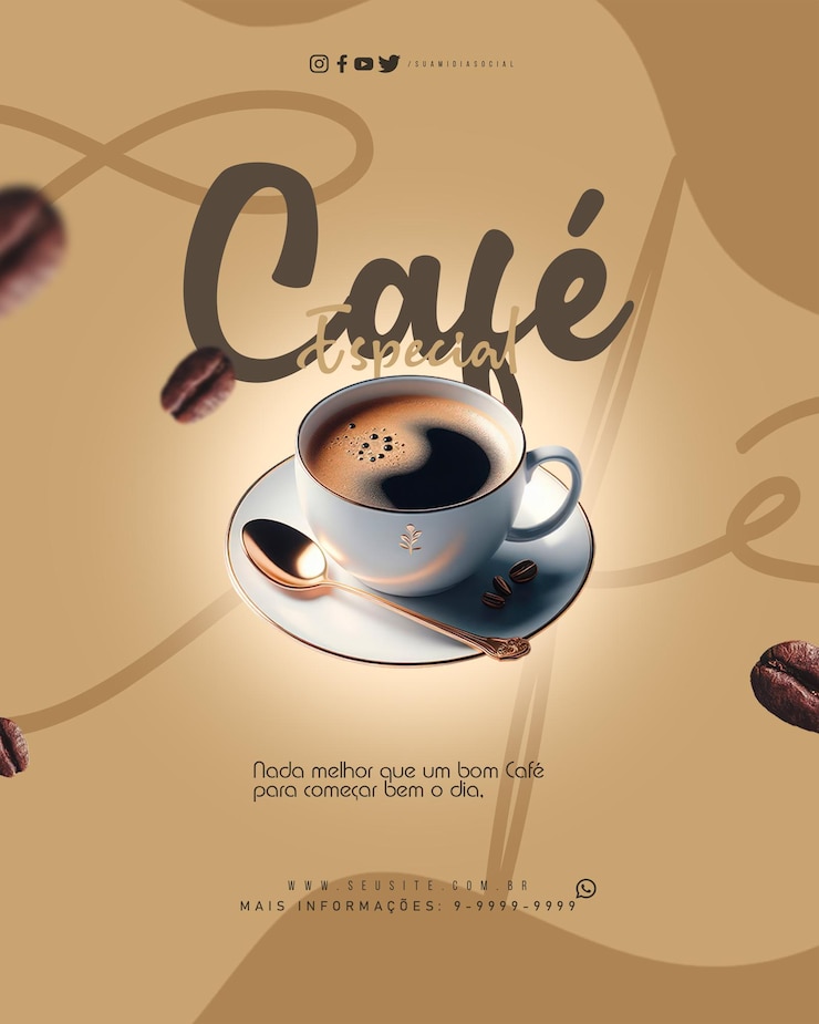 PSD modello di poster di caffè