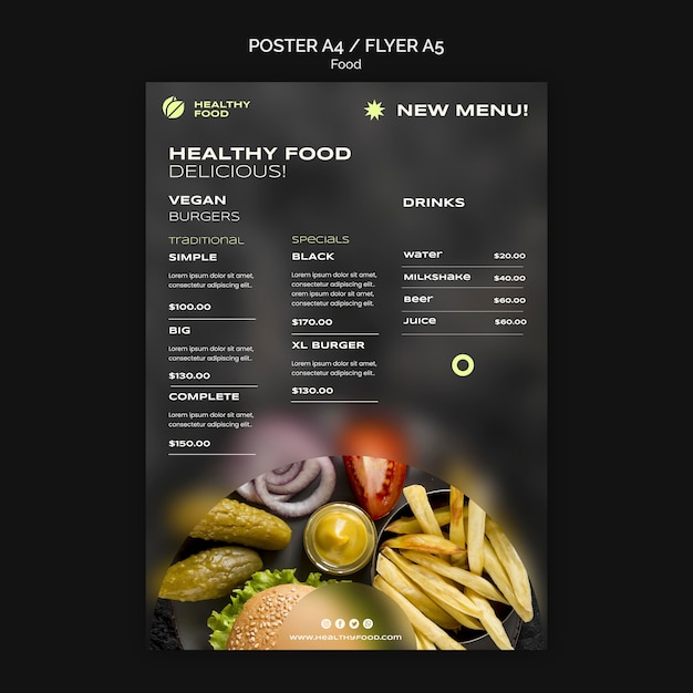 Modello di poster di cibo sano