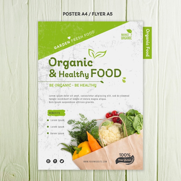 Modello di poster di concetto di cibo biologico