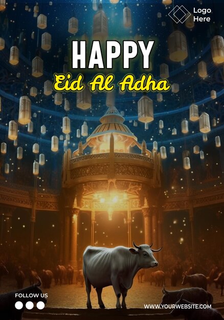 Modello di poster di Happy Eid Al Adha modificabile