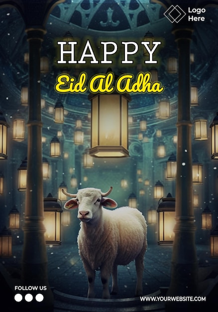 Modello di poster di Happy Eid Al Adha modificabile