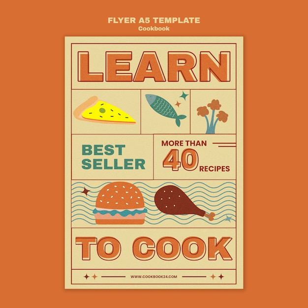 Modello di poster di ricette di libri di cucina