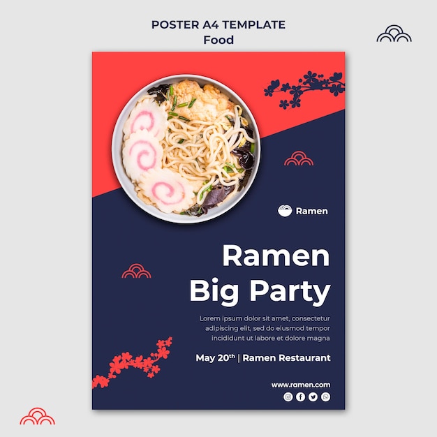 Modello di poster festa di ramen