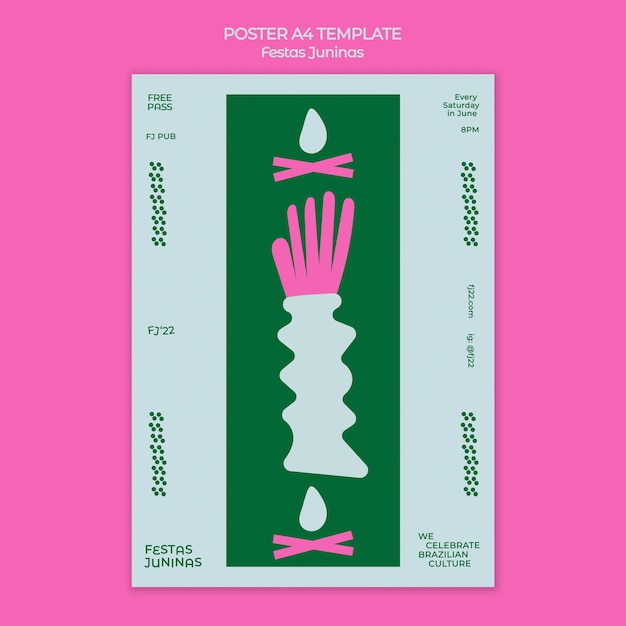Modello di poster festas juninas design piatto