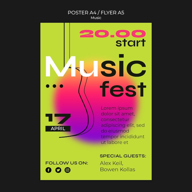 Modello di poster per concerti di musica sfumata