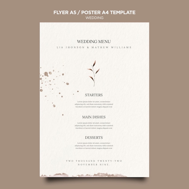 Modello di poster per eventi di matrimonio