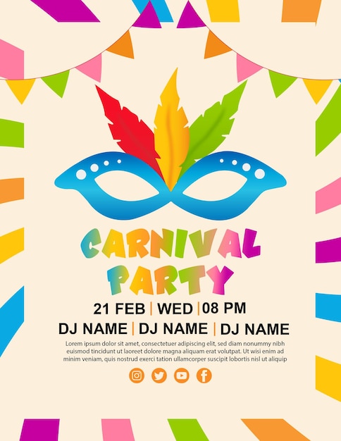 Modello di poster per feste di carnevale PSD