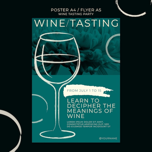 Modello di poster per feste di degustazione di vini