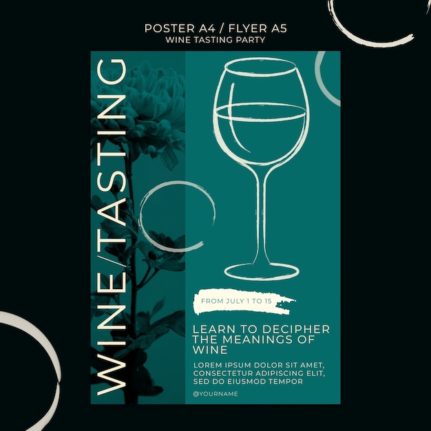 Modello di poster per feste di degustazione di vini