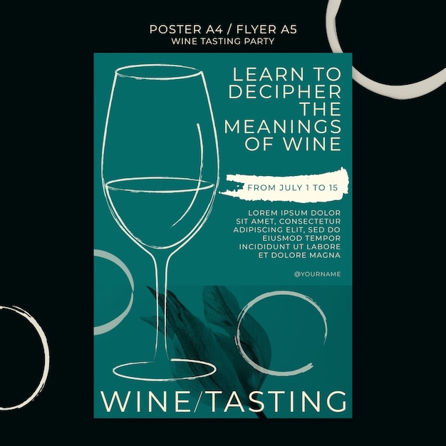 Modello di poster per feste di degustazione di vini
