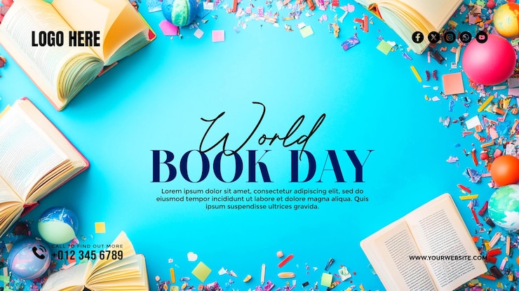 PSD modello di poster per i social media della giornata mondiale del libro