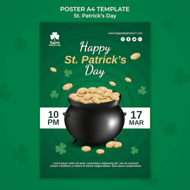 Modello di poster per il giorno di san patrizio macchia