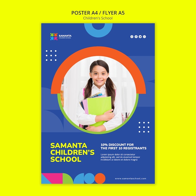 Modello di poster per l'educazione scolastica dei bambini