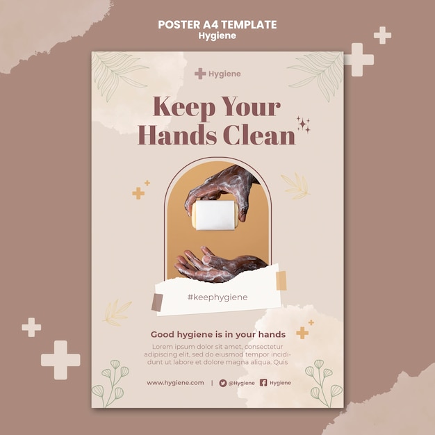 Modello di poster per l'igiene dal design piatto
