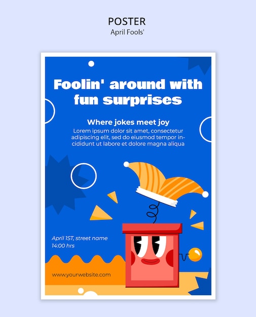 Modello di poster per la celebrazione del primo di aprile
