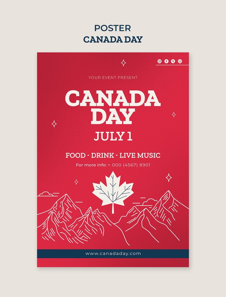 PSD modello di poster per la celebrazione della giornata del canada