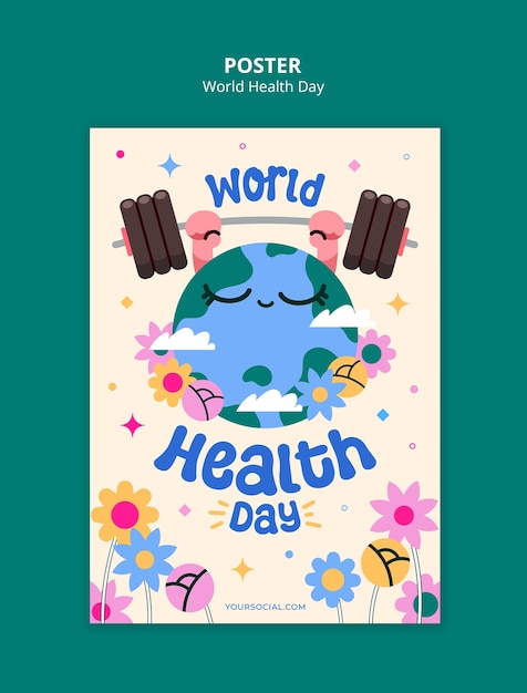 Modello di poster per la celebrazione della giornata mondiale della salute