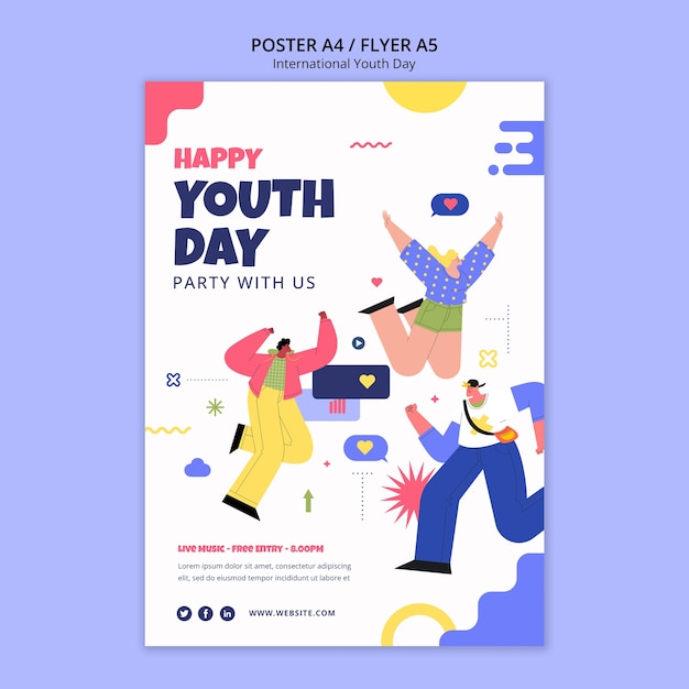 Modello di poster per la giornata internazionale della gioventù
