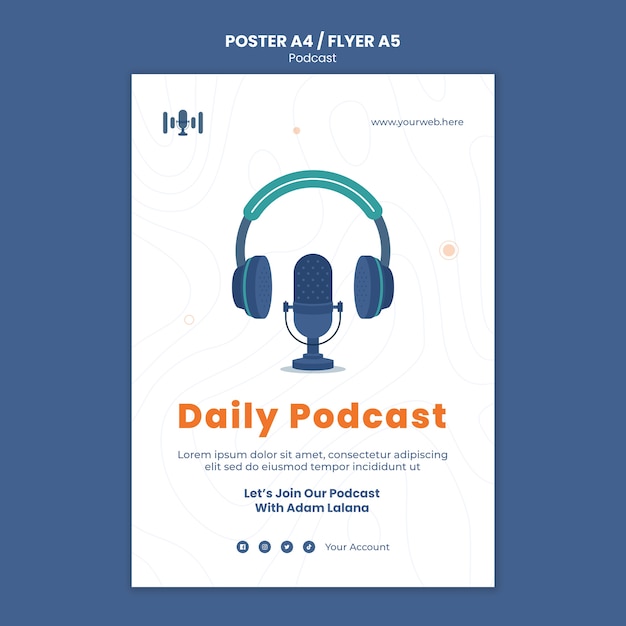 Modello di poster per podcast in onda