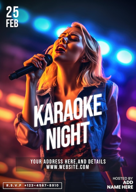 Modello di poster per serata karaoke per pubblicità