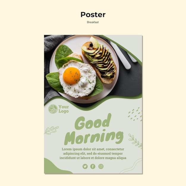Modello di poster per una sana colazione