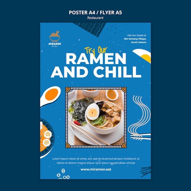Modello di poster ramen e freddo