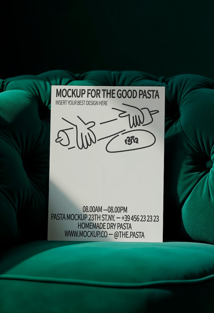 PSD modello di poster su sedia verde