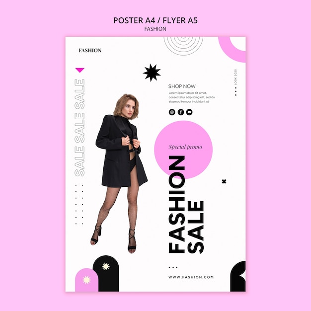 Modello di poster verticale collezione moda donna