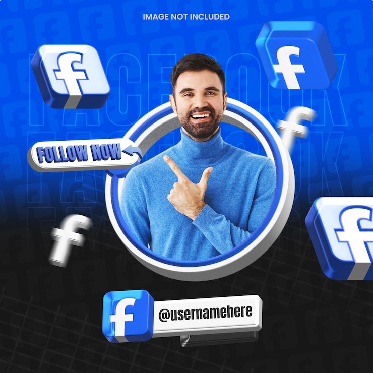 PSD modello di profilo di banner di social media di facebook con icona 3d di facebook