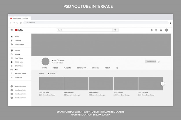 Modello di profilo di Youtube