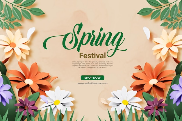 Modello di progettazione banner floreale festival di primavera