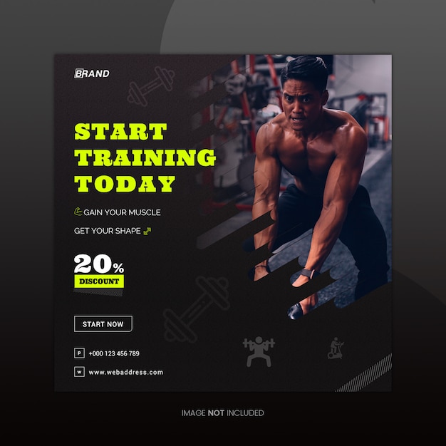 Modello di progettazione banner social media fitness