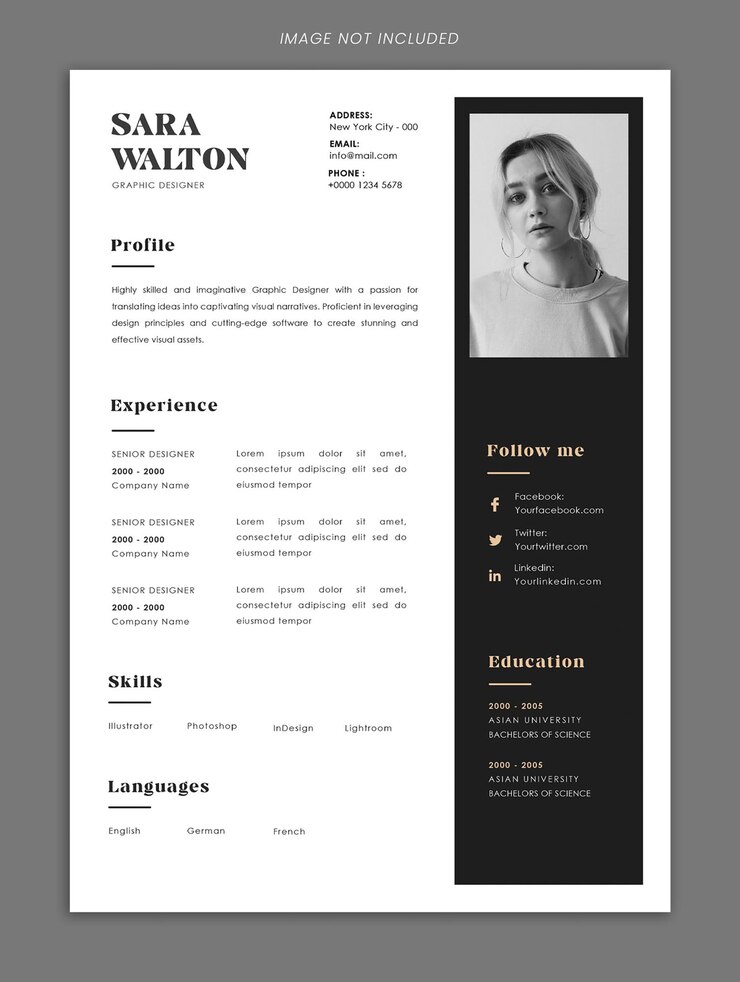 Modello di progettazione curriculum elegante PSD