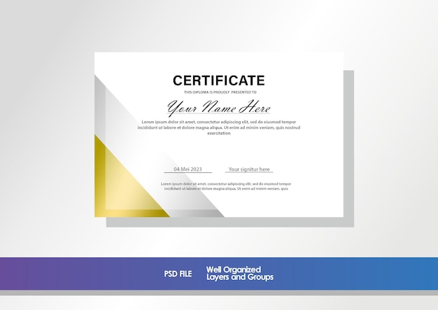 Modello di progettazione del certificato di lusso in oro gradiente