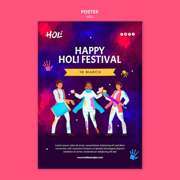 Modello di progettazione del festival di holi dell'acquerello