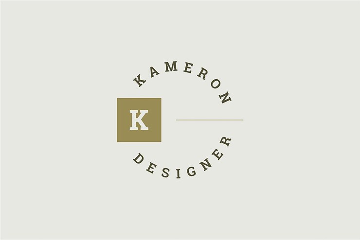 PSD modello di progettazione del logo a cerchio minimalista a forma geometrica quadrata con lettere di calligrafia