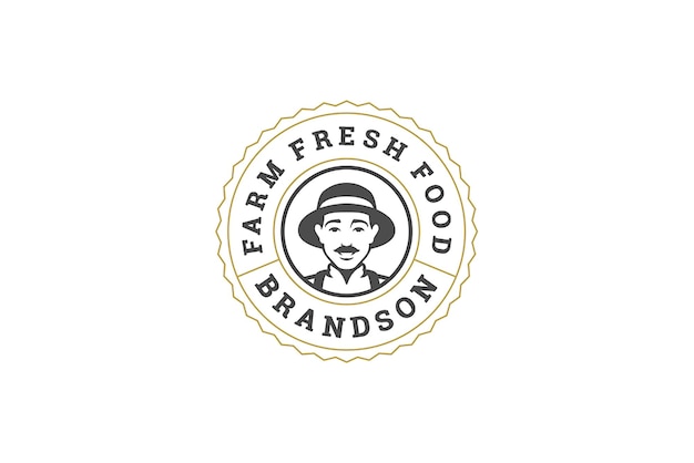 Modello di progettazione del logo del mercato locale della fattoria geometrica ad angolo circolare premium