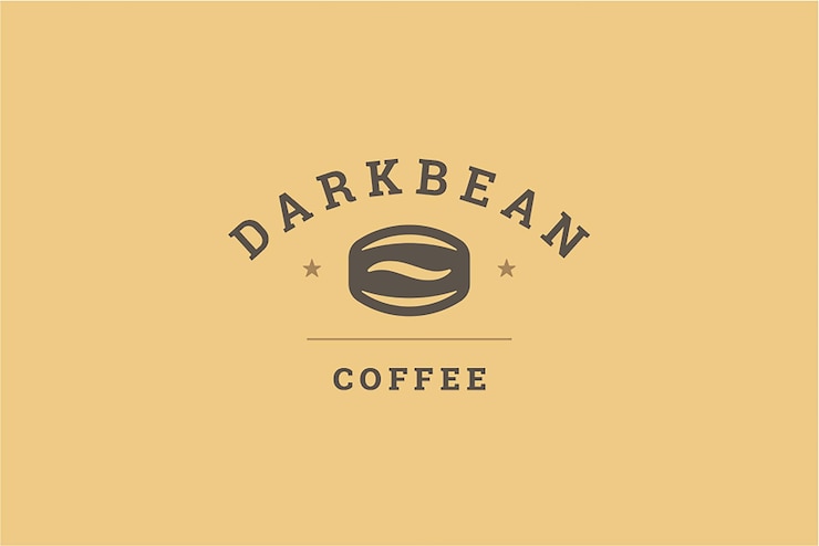 PSD modello di progettazione del logo premium monocromatico di chicchi di caffè gourmet freschi arrostiti