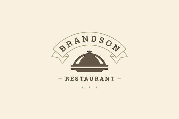 Modello di progettazione del logo vintage del ristorante catering food service premium