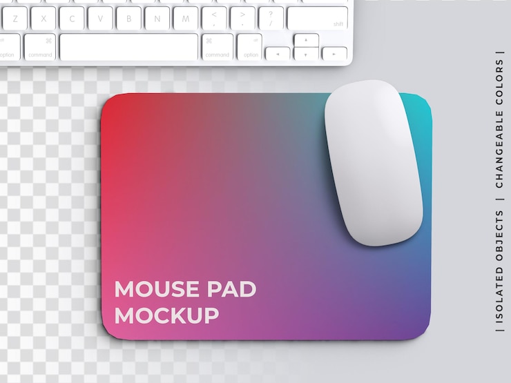 modello di progettazione del modello del mouse pad del computer con la tastiera isolata