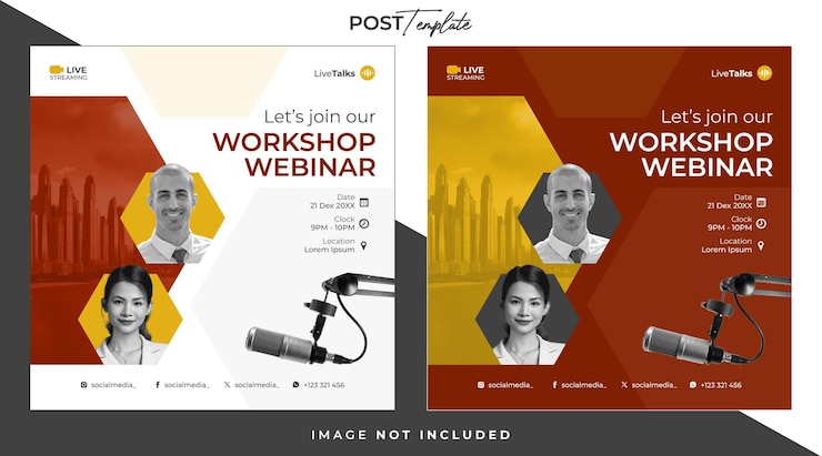 PSD modello di progettazione del post del webinar del workshop