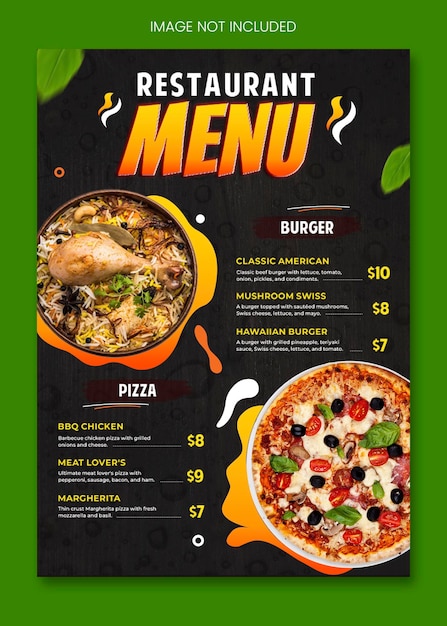 Modello di progettazione del poster del menu del ristorante