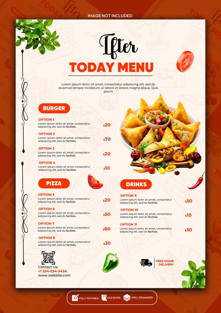 PSD modello di progettazione del poster del menu speciale del ristorante