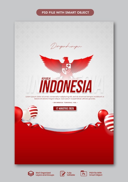 Modello di progettazione del poster Dirgahayu Republik Indonesia